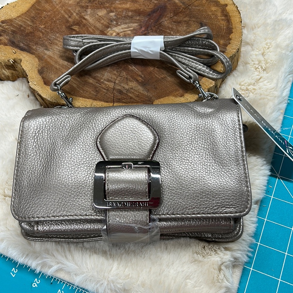 NWT ISAAC MIZRAHI crossbody pebbled leather
